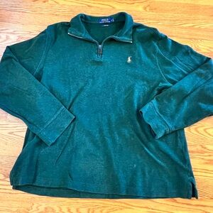 Ralph Lauren size large green quarter zip. Condition good with small spot.